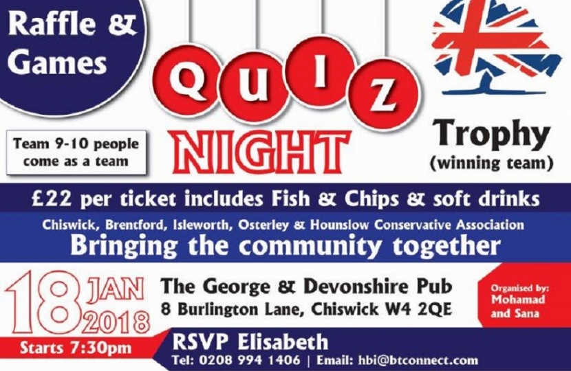 Brentford & Isleworth Conservative Association Quiz Night